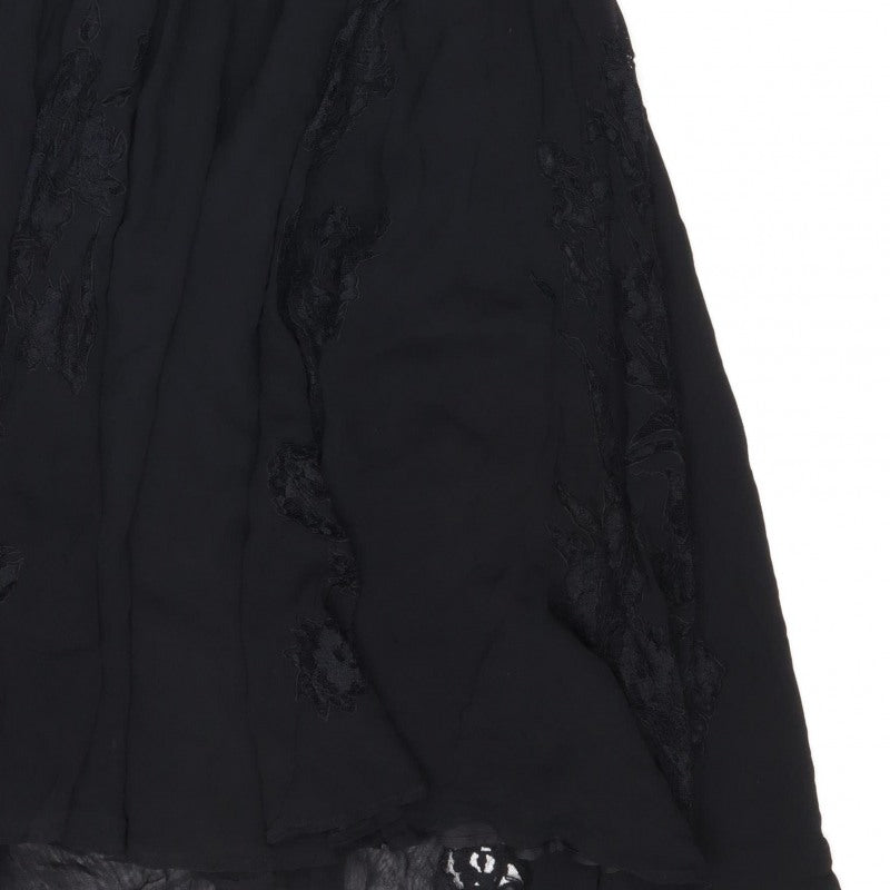 Topshop Women Black UK 10 Silk Lace Floral Fit & Flare Dress