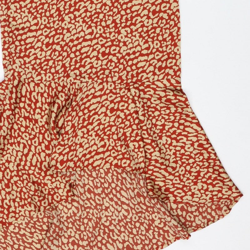 PrettyLittleThing Women Red Animal Print Maxi Dress UK 6 Strappy
