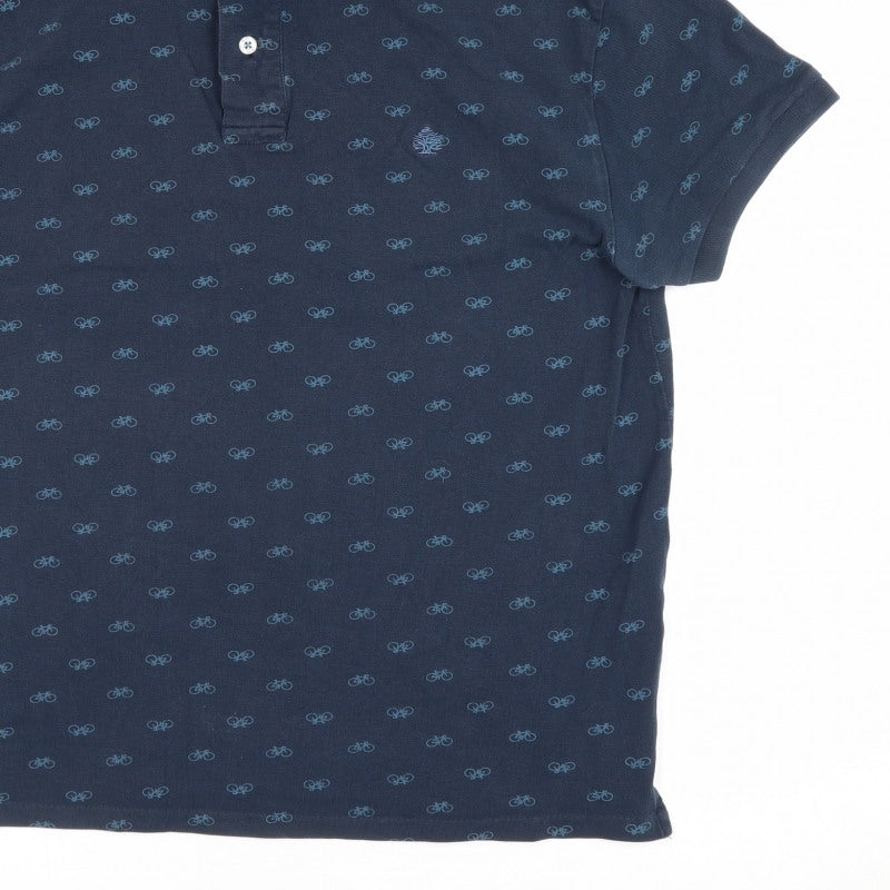Springfield Men’s Blue XL Bicycle Print Short Sleeve Polo Shirt