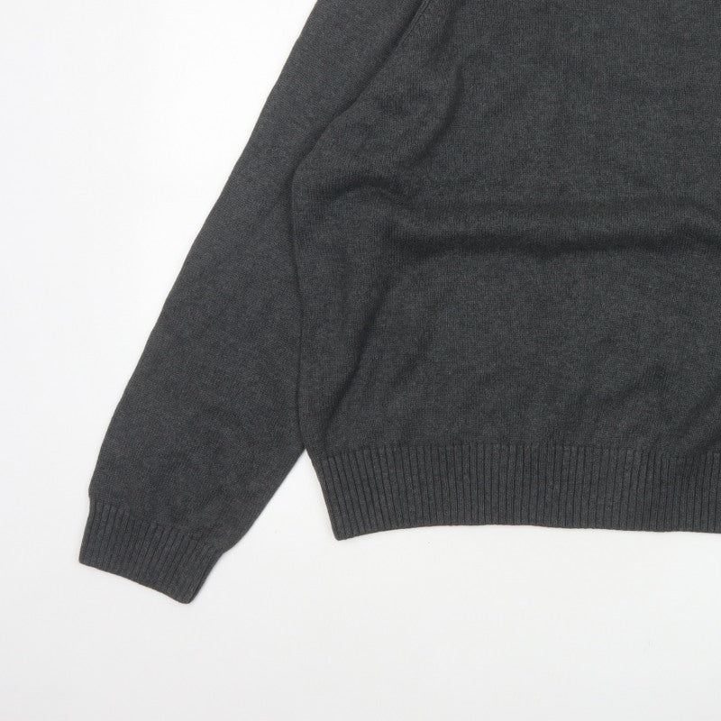 Tommy Hilfiger Men’s Grey Cotton Crew Neck Logo Pullover Jumper XL
