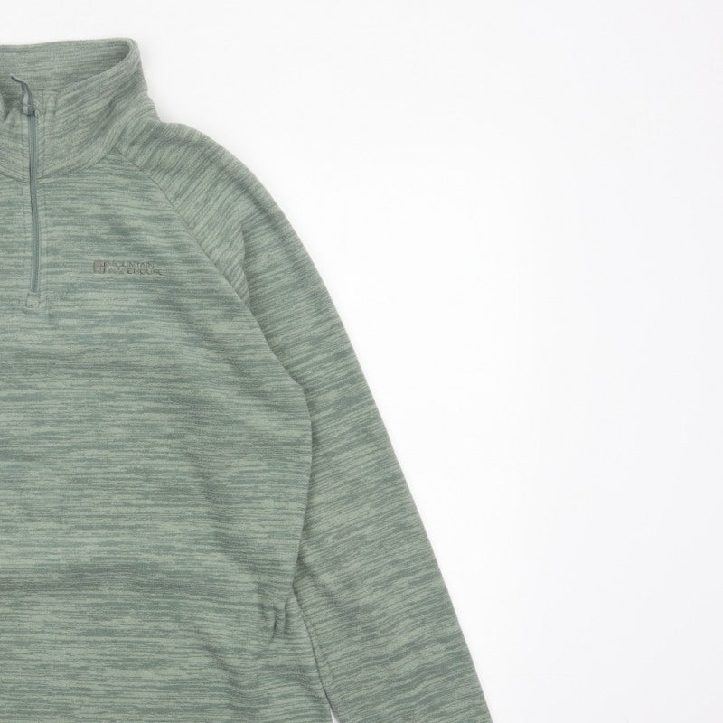 Mountain Warehouse Women Green UK 10 1/4 Zip Fleece Pullover Sweatshirt