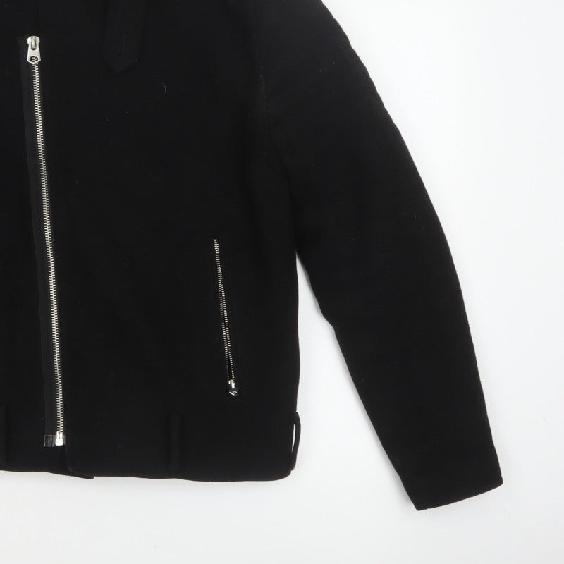ASOS Men’s Black Small Wool Blend Bomber Jacket Sherpa Collar