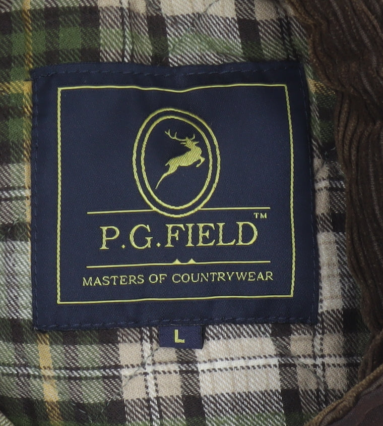 P.G.FIELD Men’s Brown L Waxed Cotton Countrywear Padded Waistcoat