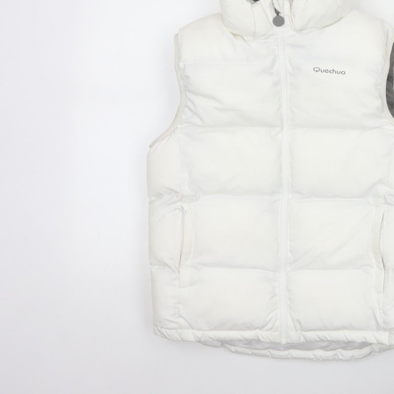 Quechua Girls White 12 Years Hooded Padded Puffer Gilet Waistcoat