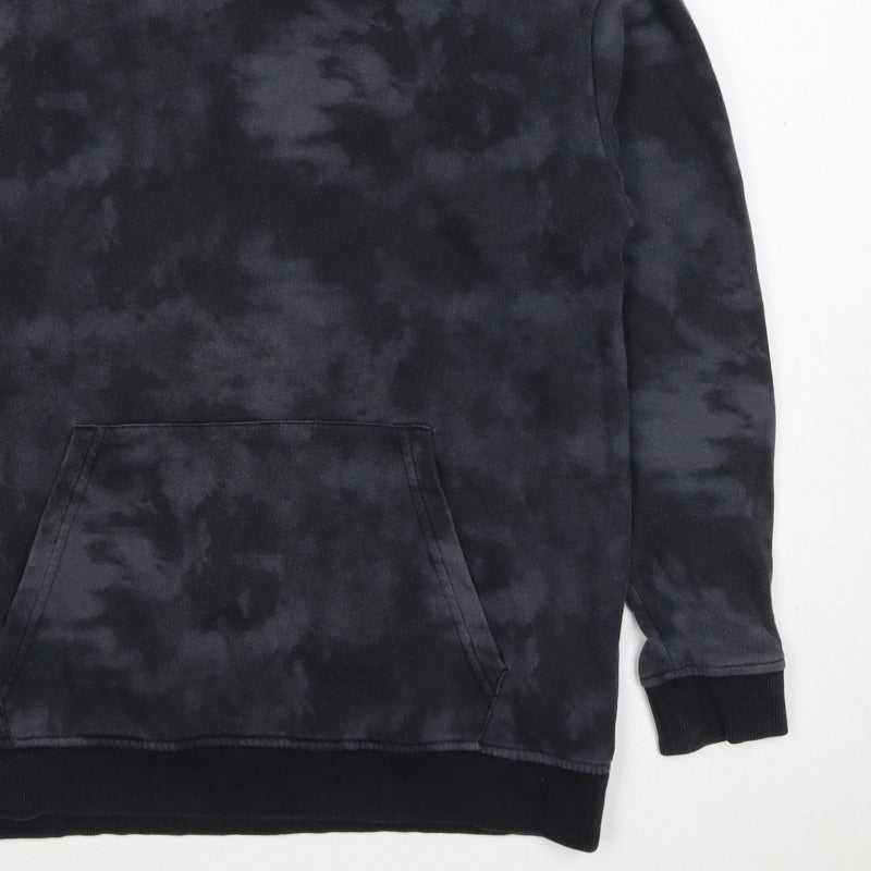 H&M Boys Black Tie Dye Pullover Hoodie 12-13 Years Kangaroo Pocket