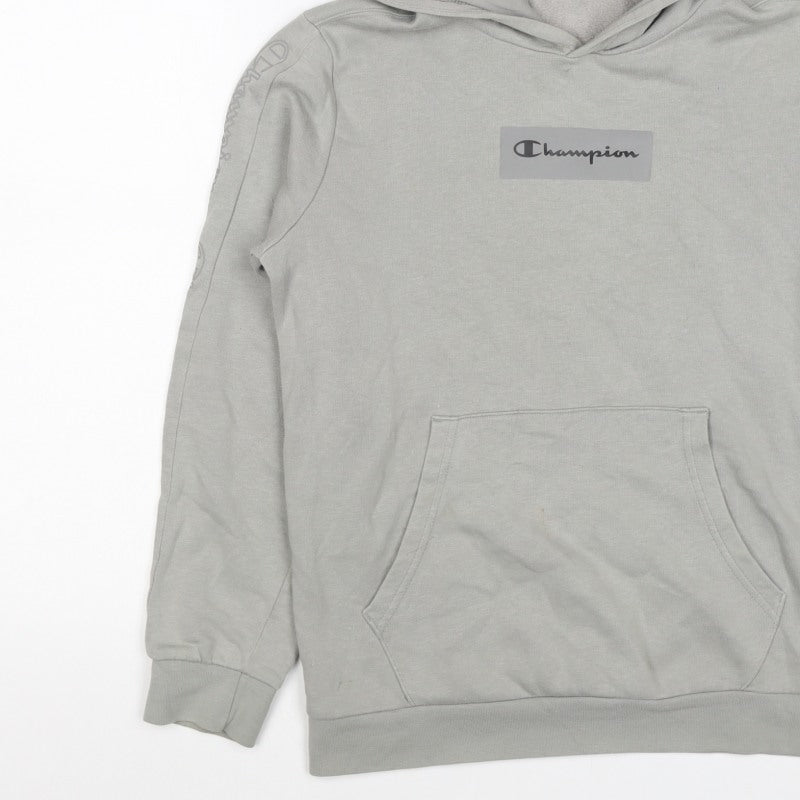 Champion Boys Grey Logo Pullover Hoodie 13-14 Years Fleece