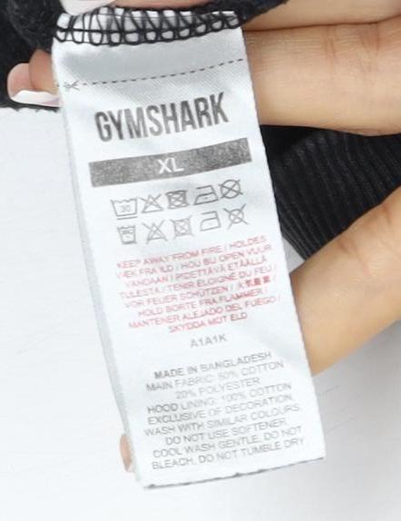 Gymshark Men’s Black XL Pullover Hoodie Logo Gym Training Pockets
