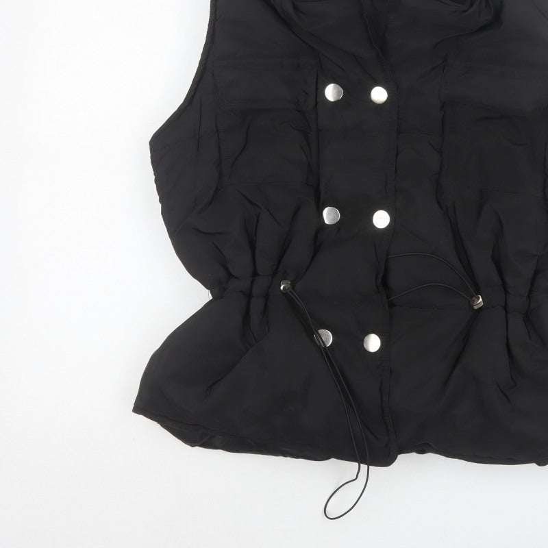 Rising Women's Black XS Padded Puffer Waistcoat Drawstring Pockets