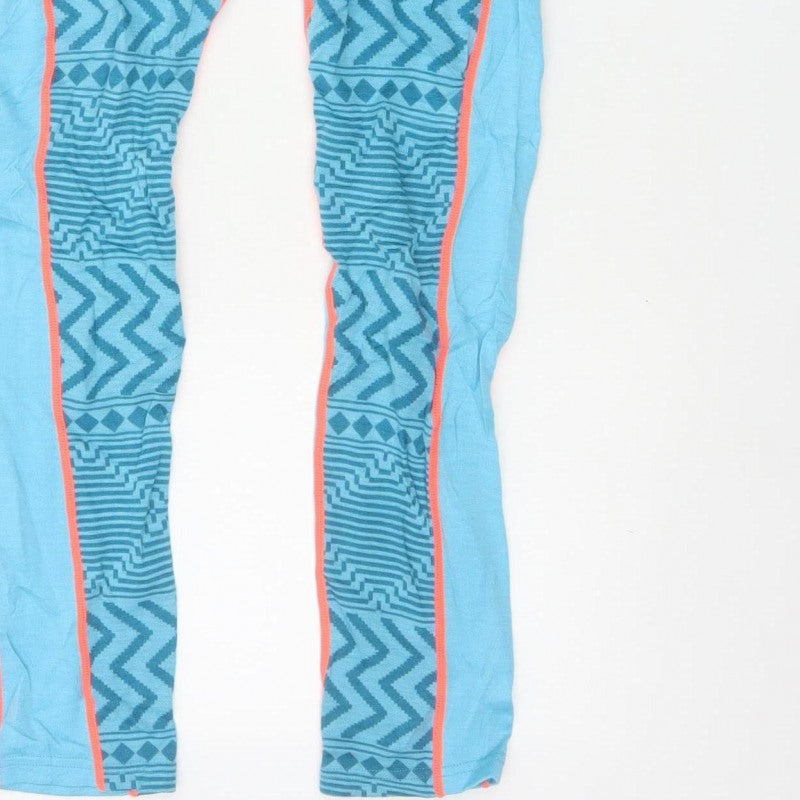 Kari Traa Women Blue L Merino Wool Modal Geometric Ski Leggings