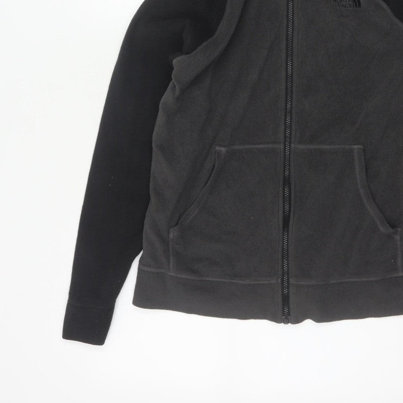 The North Face Boys XL Black Grey Full Zip Fleece Hoodie Logo