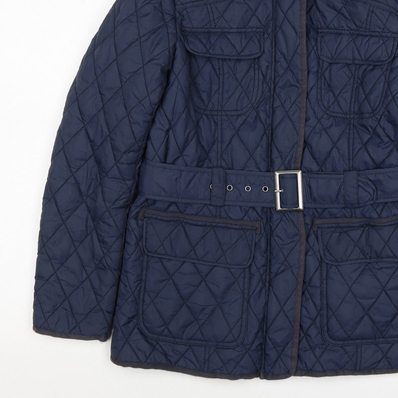 Marks and Spencer Women Blue UK 10 Quilted Belted Jacket