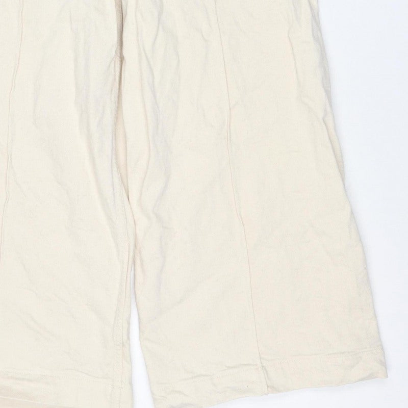 Marks & Spencer Women’s Ivory Wide-Leg Jeans UK 14 Regular Cotton Stretch