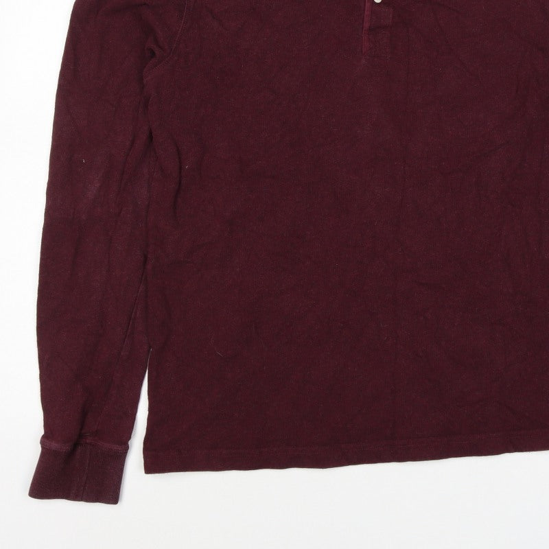 Superdry Men’s Red XL Henley Long Sleeve Cotton Sweatshirt