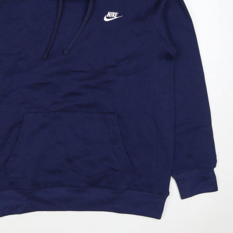 Nike Women Blue L Pullover Hoodie Logo Fleece Pockets