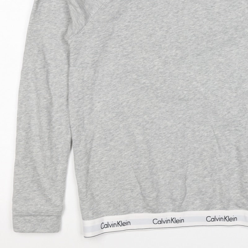 Calvin Klein Men Grey M Logo Hem Crew Neck Pullover Sweatshirt