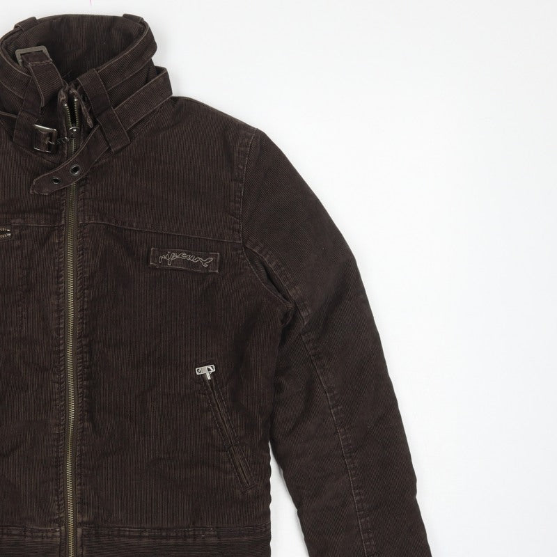 Rip Curl Women Brown XS Corduroy Motorcycle Jacket Zip Buckle Lined