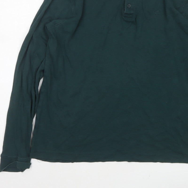 James Pringle Men Green Medium Long Sleeve Cotton Polo Shirt