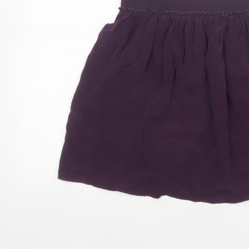 Hush Women Purple Silk Mini Skater Skirt S Elastic Waist