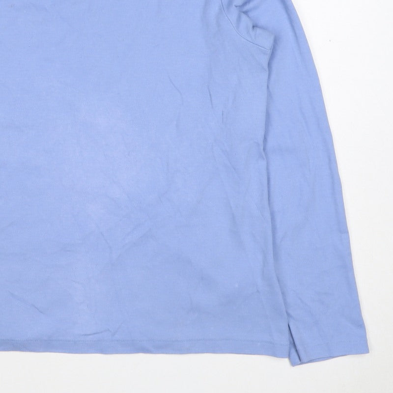 Uniqlo Women Blue M Basic Crew Neck Long Sleeve Cotton T-Shirt
