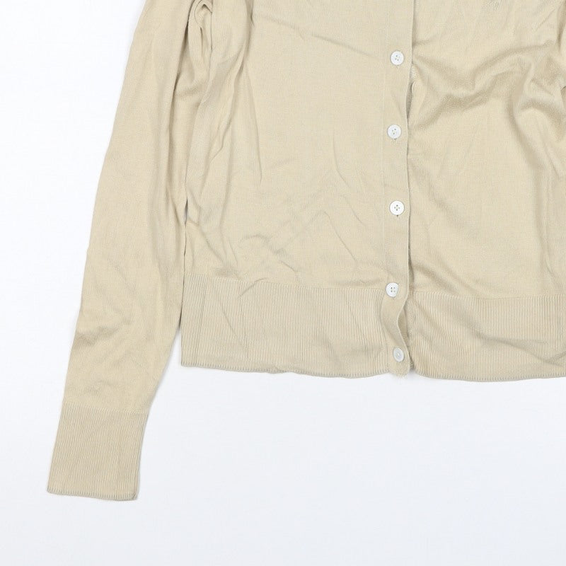 Polo Ralph Lauren Women Beige XS Pima Cotton V-Neck Button Cardigan