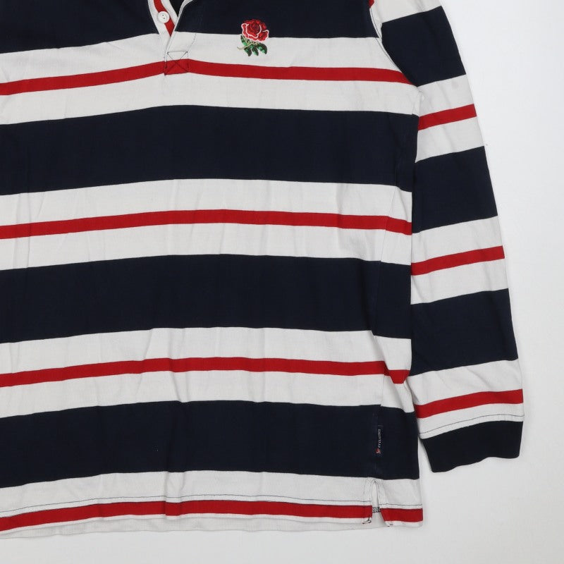 Cotton Traders Men’s Multicoloured 2XL Striped Long Sleeve Rugby Polo