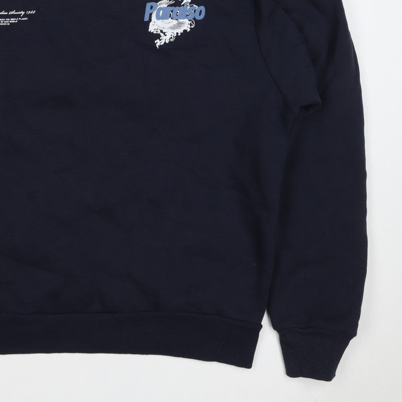 River Island Men’s Navy M Pullover Sweatshirt Graphic Bird Print
