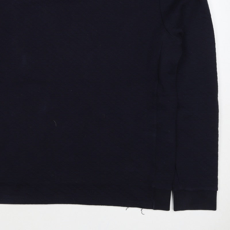 Reiss Men’s Navy Blue L Quilted Crew Neck Pullover Sweatshirt
