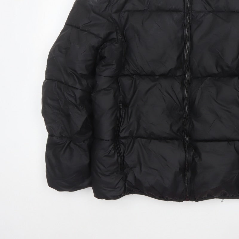 Zara Men Black M Puffer Jacket Quilted Full Zip Insulated