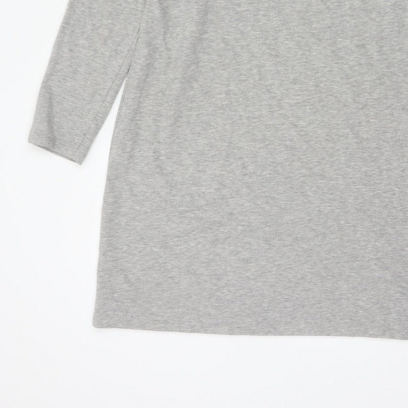 DKNY Women Grey S French Terry Jumper Dress Logo Graphic Long Sleeve