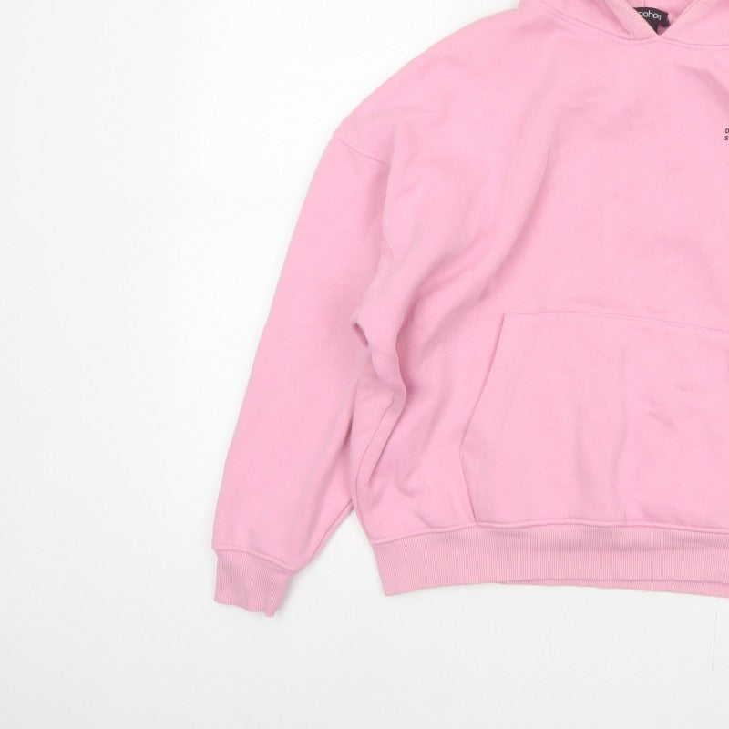 Boohoo Women Pink S Pullover Hoodie DSGN Studio Fleece Kangaroo Pocket