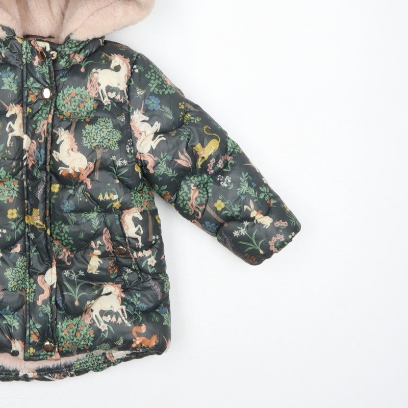 Next Girls Multicoloured 18-24 Months Unicorn Puffer Hooded Coat