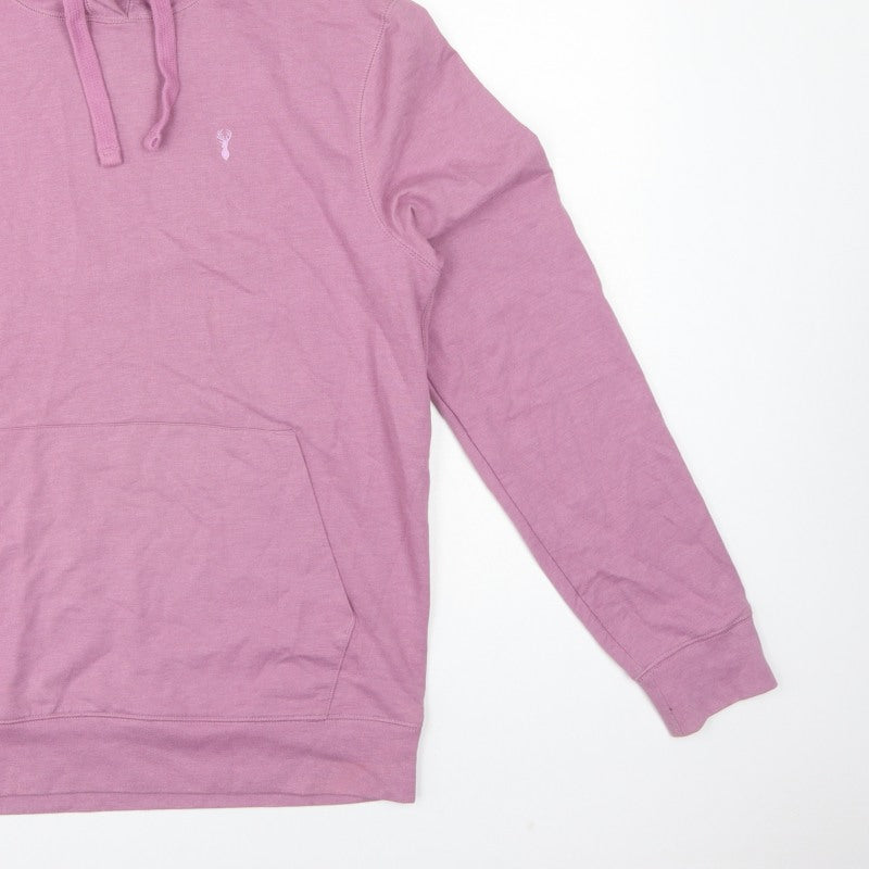 Next Men’s Pink M Pullover Hoodie Logo Cotton Blend Pockets