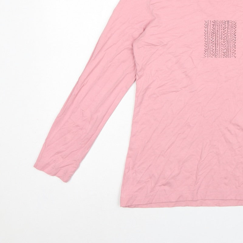 Bianca Women Pink UK 8 Basic Scoop Neck Stretch Jersey Long Sleeve Top