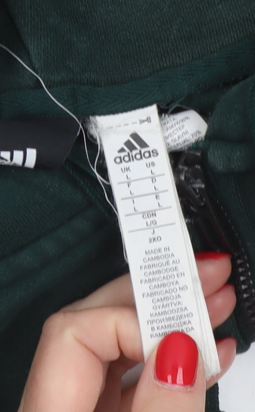 Adidas Men’s Green L Full Zip Hooded Sports Hoodie 3 Stripe