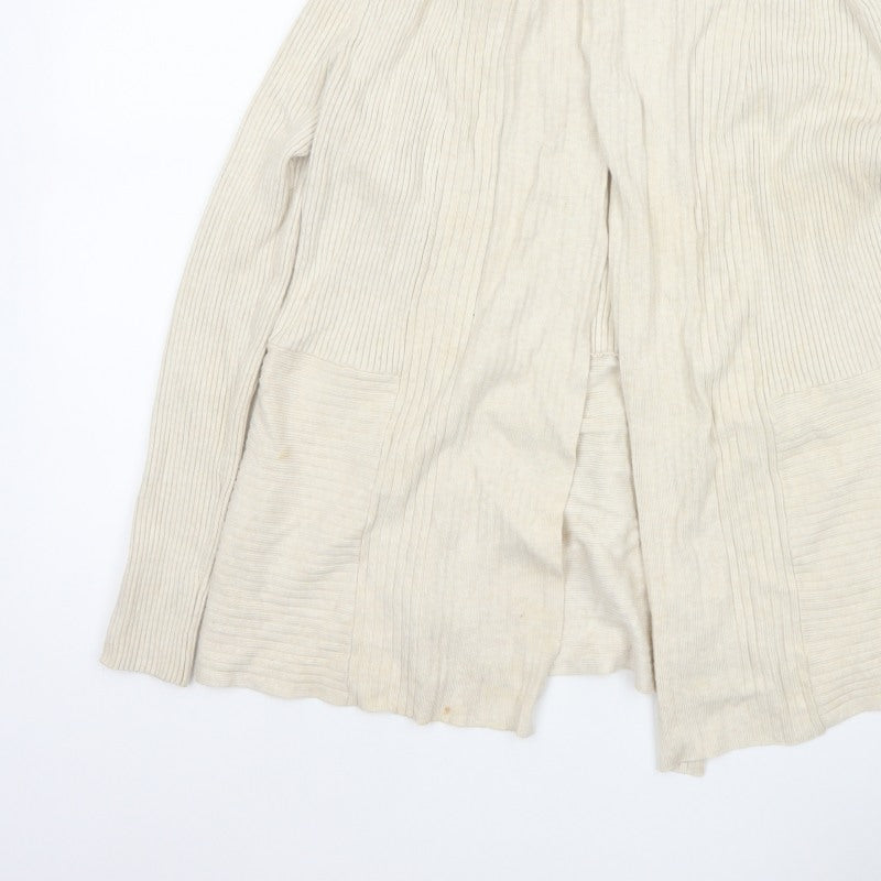 John Lewis Women Ivory Size 12 Open Cowl Neck Ribbed Cardigan