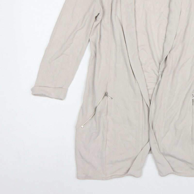 Wallis Women’s Beige UK S Open Longline Zip Pocket Cardigan