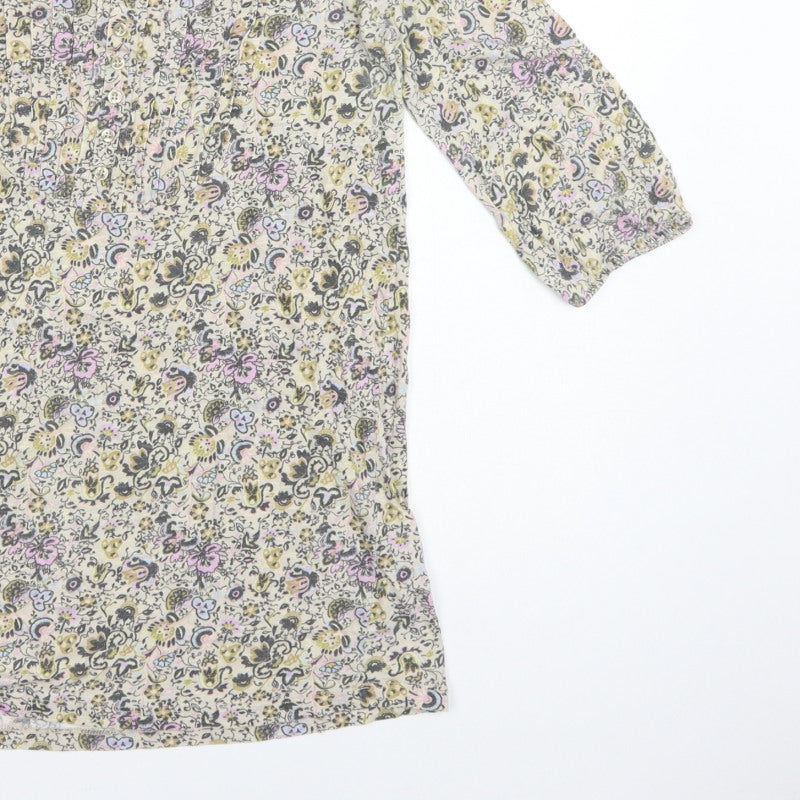Next Women’s Multicoloured Floral Tunic Blouse Size 12 3/4 Sleeve