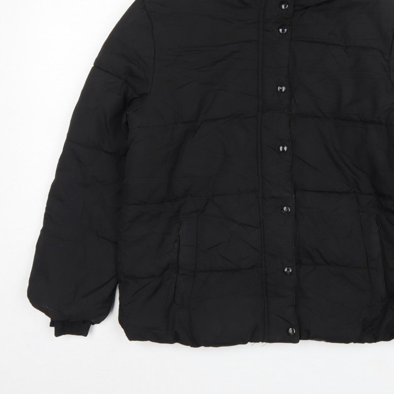 GAP Kids Girls Black XL 12-13 Years Hooded Puffer Jacket Water Resistant