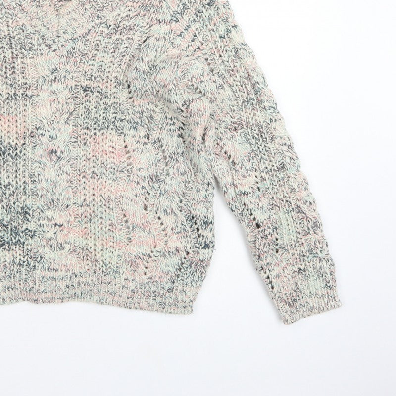 Next Women Multicoloured Cable Knit Jumper M Long Sleeve Cotton Blend