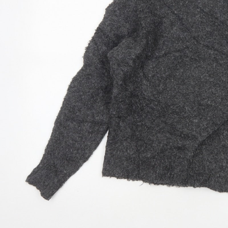 Marks and Spencer Women Grey S Chunky Knit V-Neck Jumper