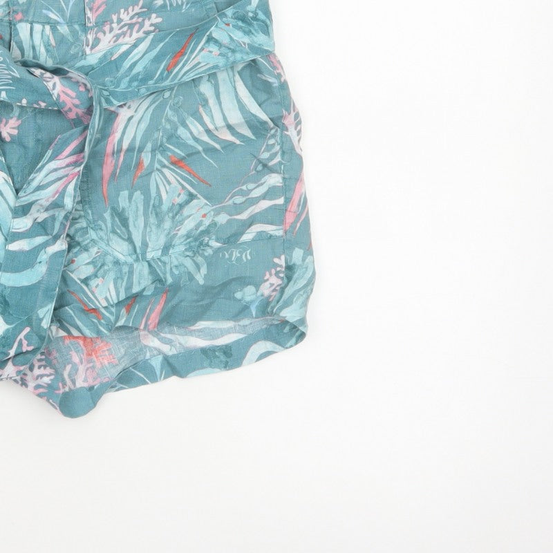 FatFace Women’s Blue Tropical Paperbag Tie Waist Shorts UK 12