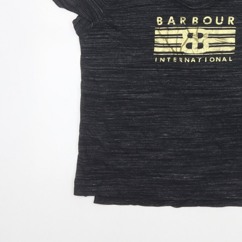 Barbour Women’s Black UK 14 Basic Gold Logo Jersey T-Shirt