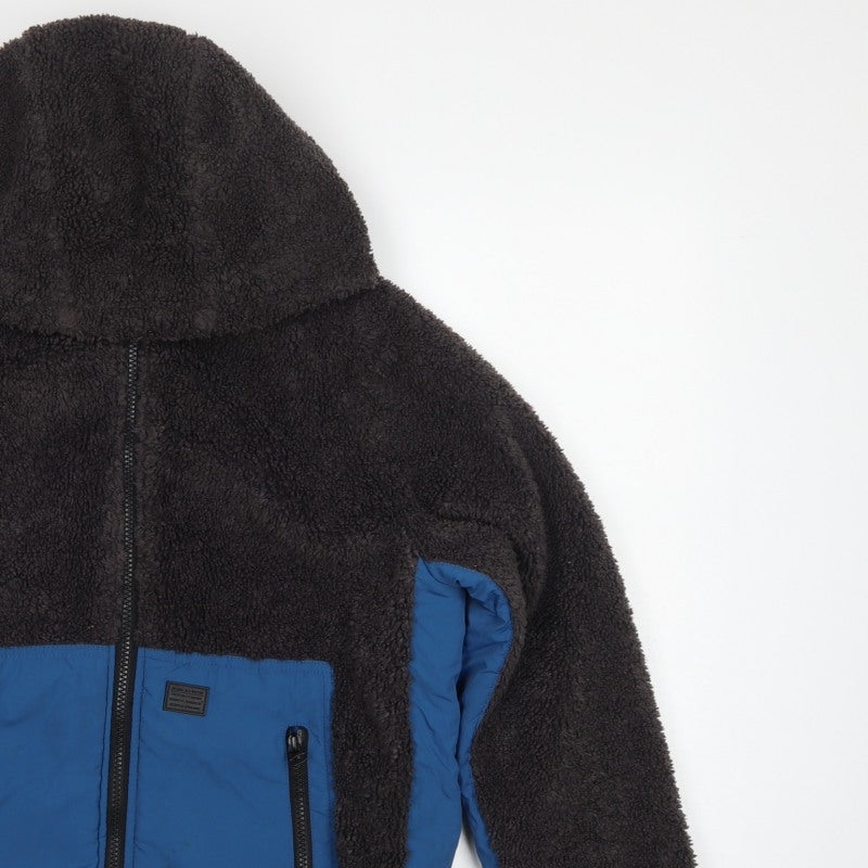 Zara Boys Black Blue Hooded Fleece Jacket Age 13-14 Years Full Zip