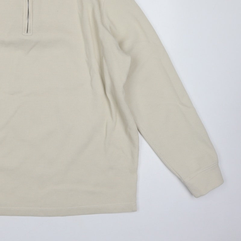 Marks and Spencer Men’s Beige XL 1/4 Zip High Neck Sweatshirt