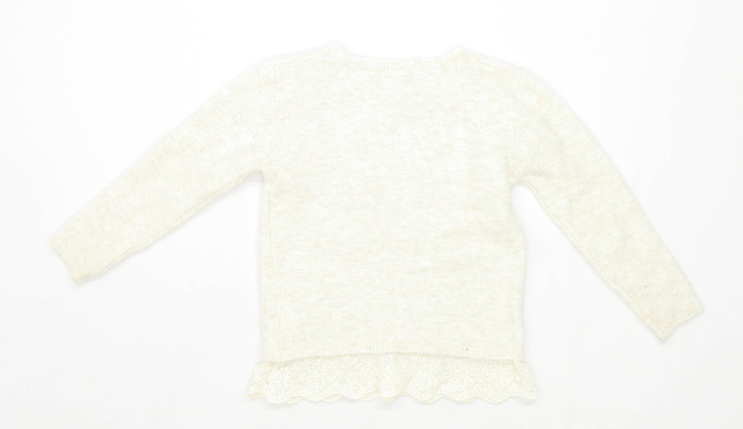 Primark Girls Cream Butterfly Jumper Age 4-5