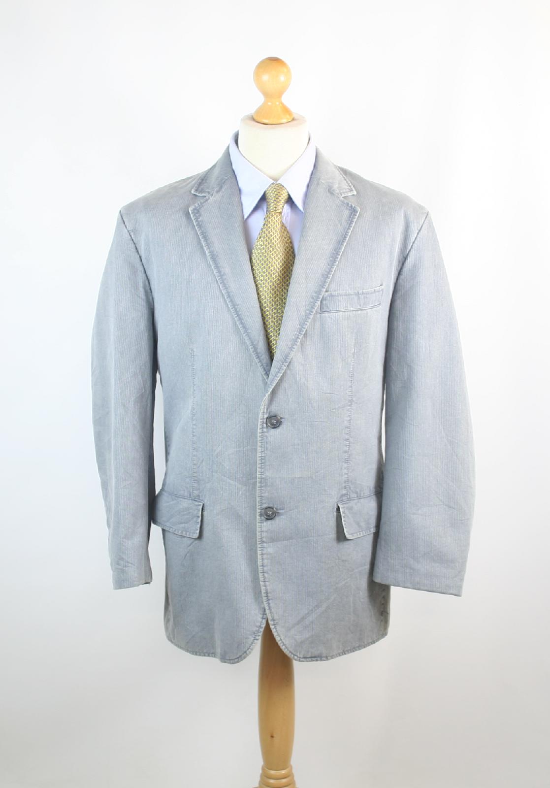 Frank Eden Mens Grey Striped Suit Jacket 36 Chest (Regular)