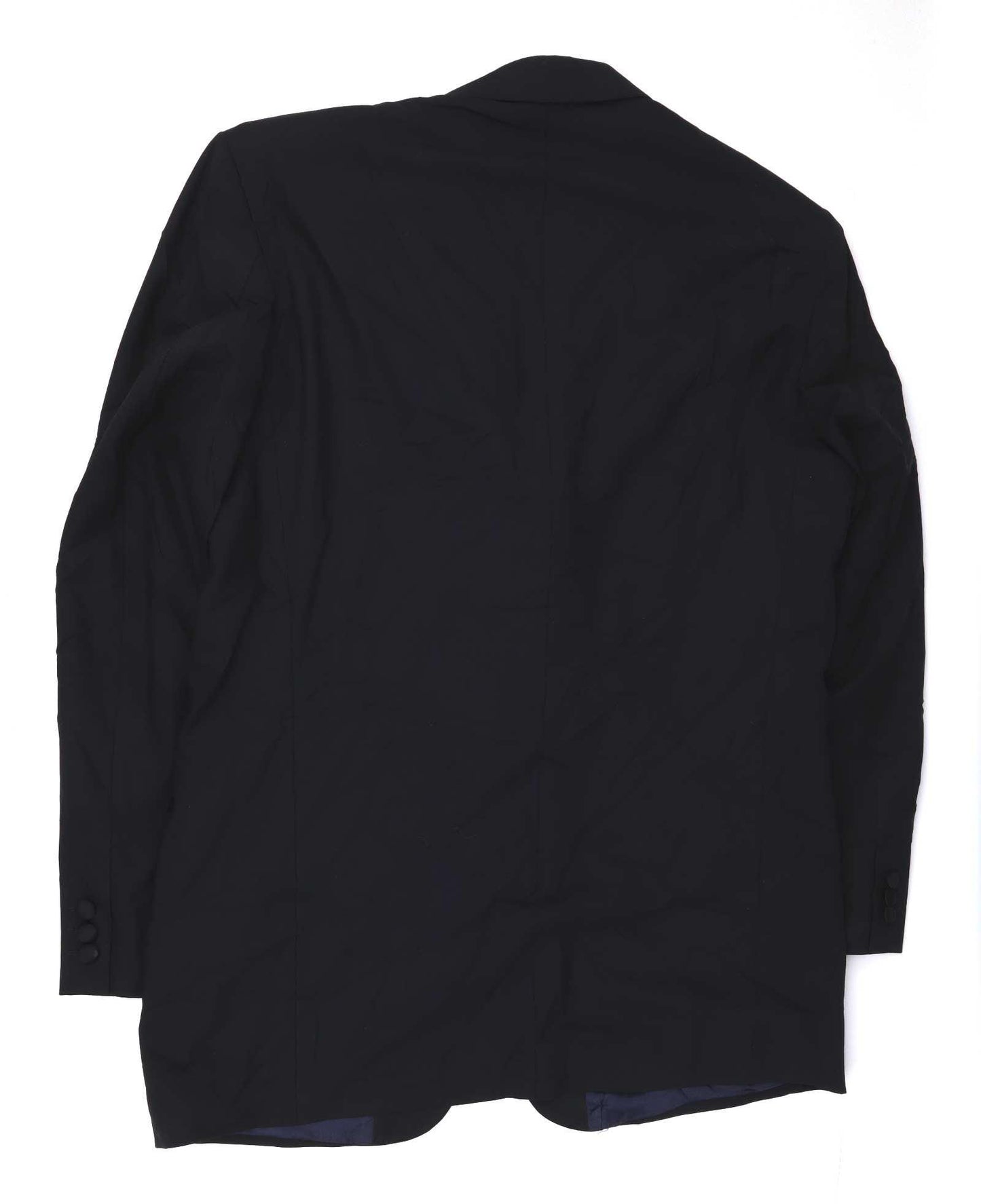 Marks & Spencer Mens Wool Blend Black Double Breasted Suit Jacket 42 Chest (Long)