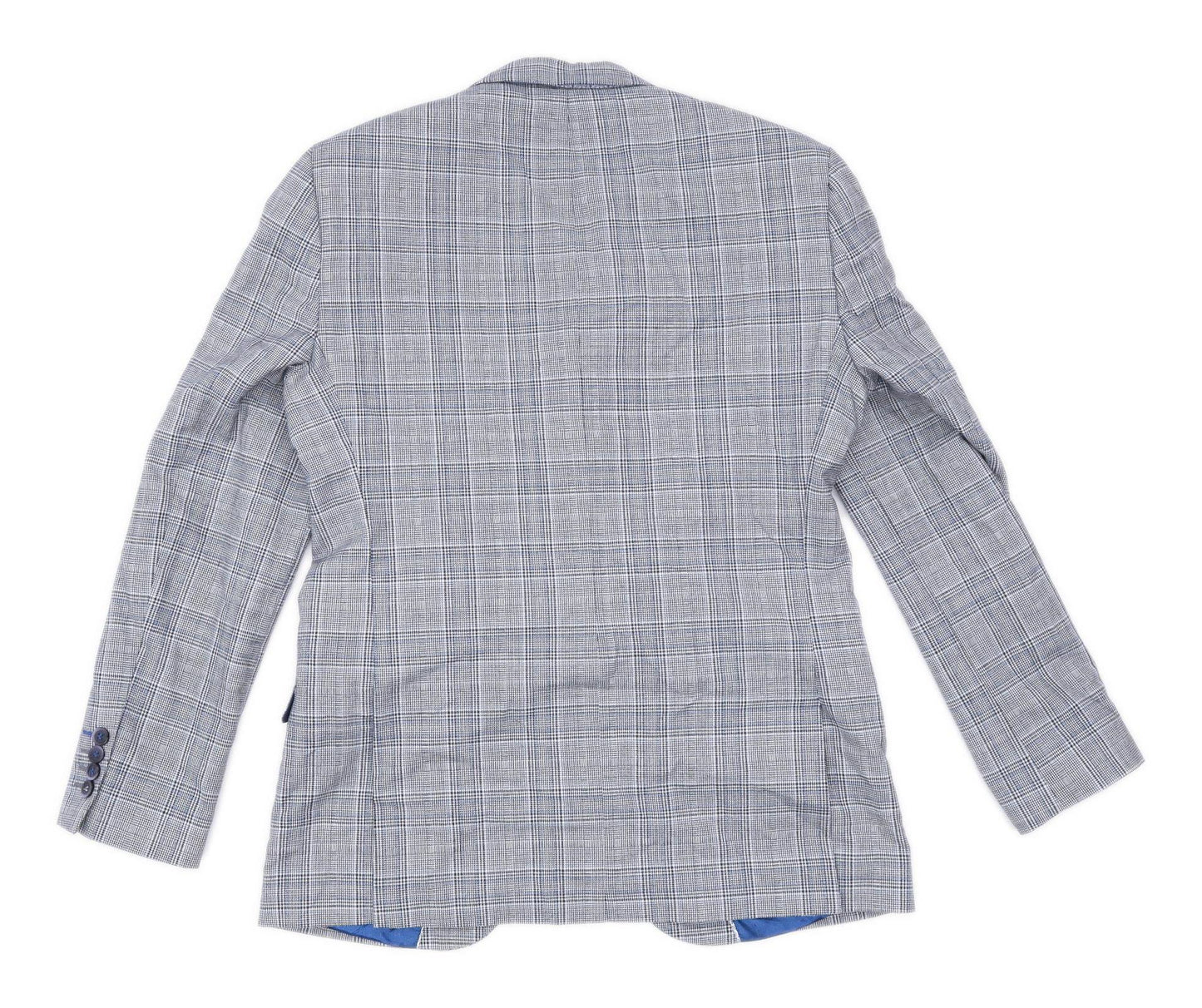 Steel & Jelly Mens Wool Blend Geometric Grey Suit Jacket 40 Chest (Regular)