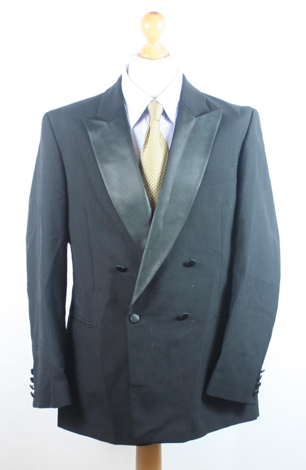 Hector James Mens Black Double Breasted Suit Jacket 42 Chest (Regular)