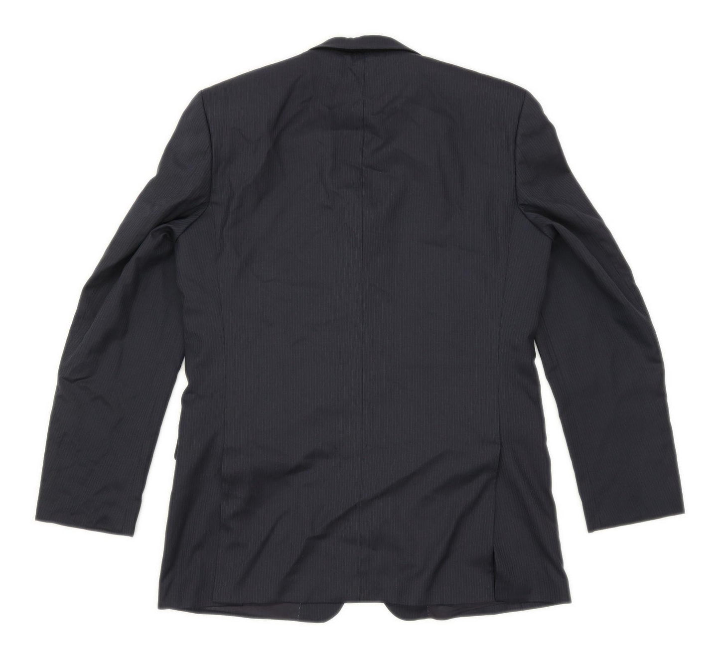 Mario Barutti Mens Wool Striped Blue Suit Jacket 40 Chest (Long)